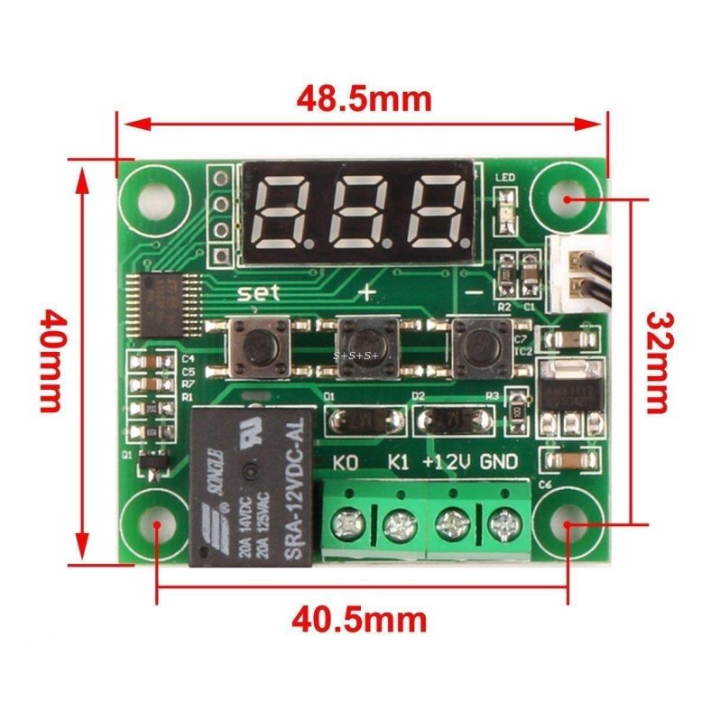 Termostat W1209 DC 12V Temperaturkontroll LED med Avsläsningskabel